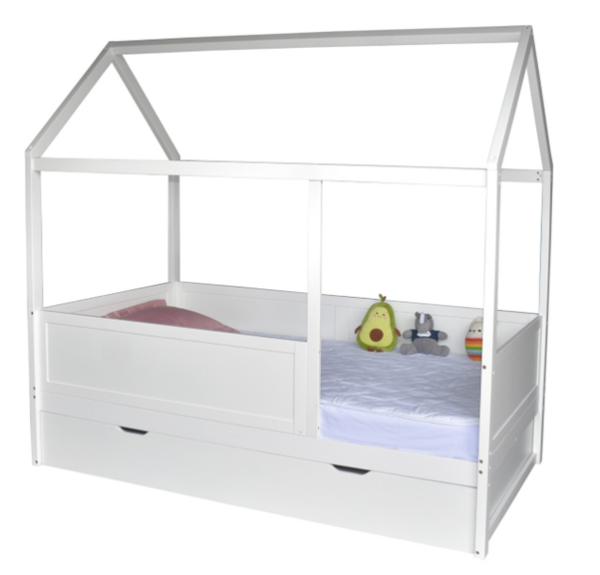 Twin House Bed With Trundle - White